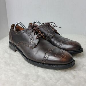 Allen Edmonds Whitney Oxfords Mens 9 D Brown Cap Toe Medallion Leather Shoes